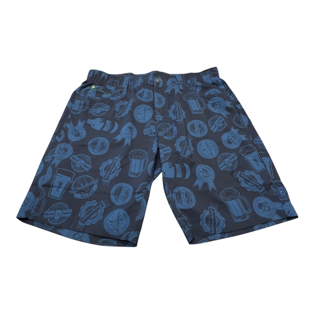 William Murray Golf Shorts Mens 34 Blue Beer Print Straight Performance